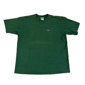 Vintage 00s Nike Essential Swoosh Dark Green Embroidered T-Shirt Size XL